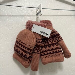 Sonoma Rose Geo Pattern Flip Top Mittens